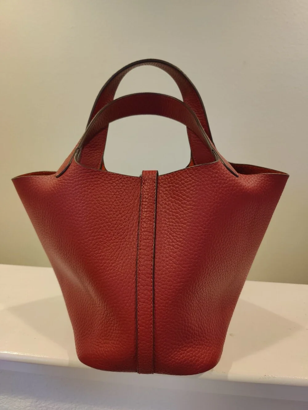 Burgundy Maroon Red Genuine Leather Top Handle Bag